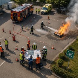Diagnostic prévention / crise — intervention des secours, gestion du sinistre et organisation de la zone de rassemblement.